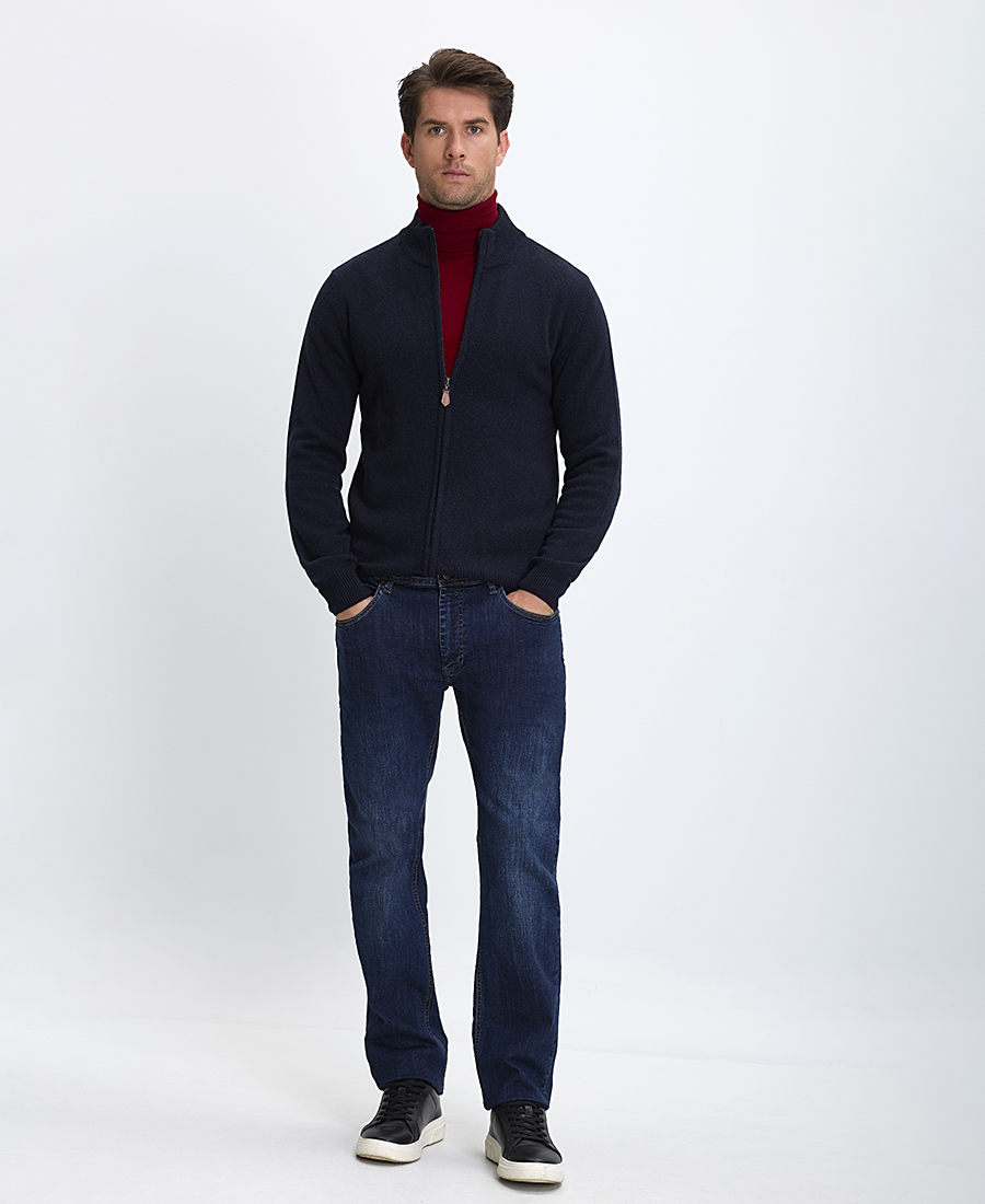 B.S Bags Ανδρικό Πλεκτό Regular Fit Με Φερμουάρ Και Ψηλό Γιακά φωτογραφία