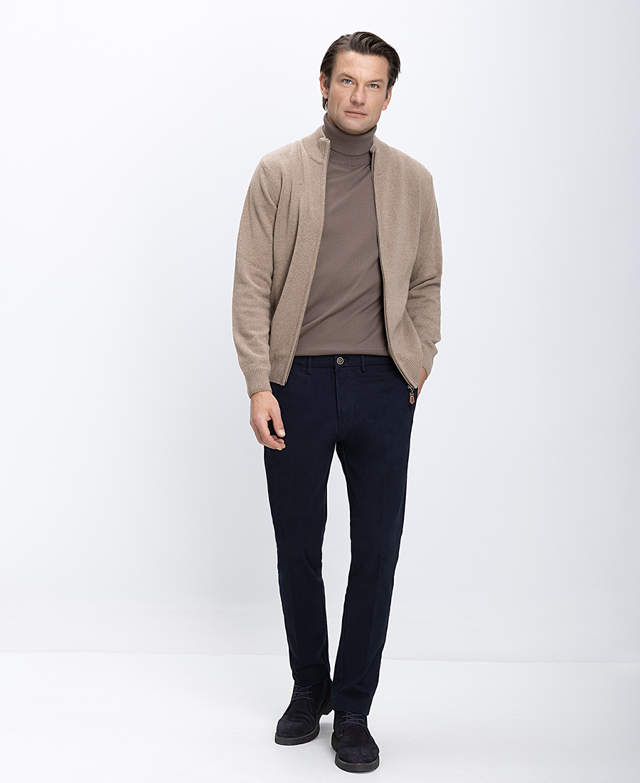 Ανδρικό Πλεκτό Regular Fit Με Φερμουάρ Και Ψηλό Γιακά φωτογραφία