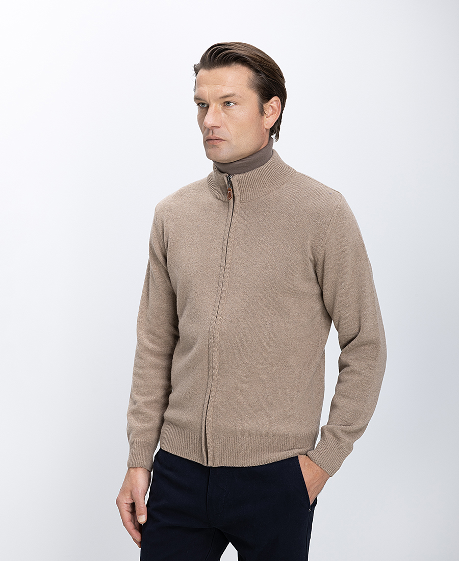 Ανδρικό Πλεκτό Regular Fit Με Φερμουάρ Και Ψηλό Γιακά φωτογραφία