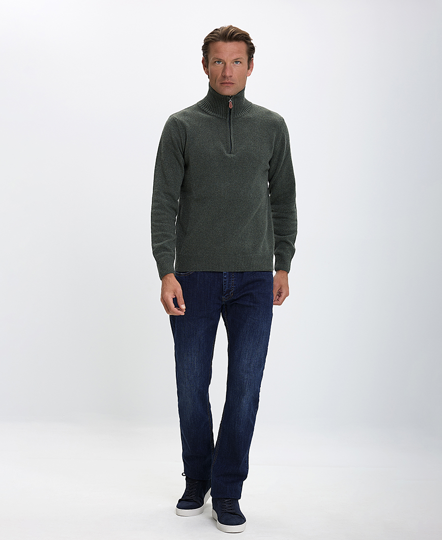 B.S Bags Ανδρικό Πλεκτό Regular Fit Με Μισό Φερμουάρ Και Ψηλό Γιακά φωτογραφία