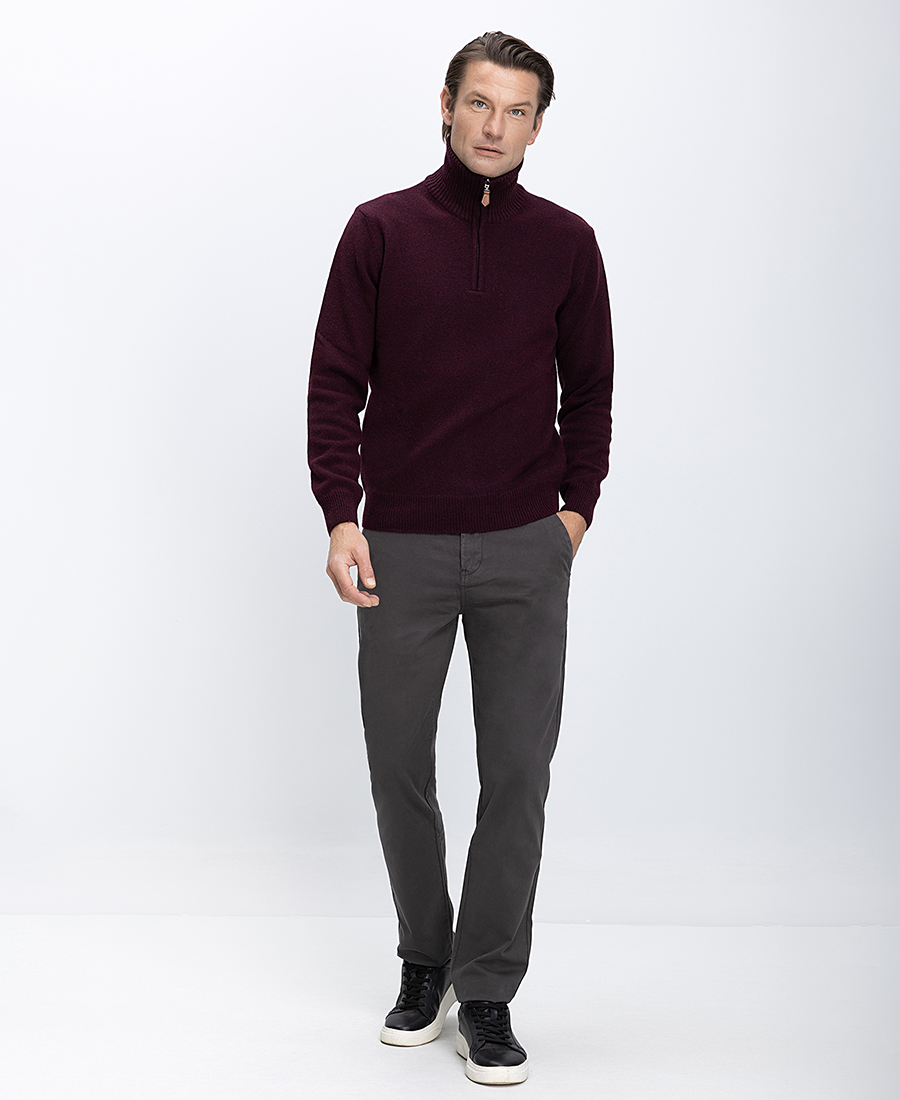 Ανδρικό Πλεκτό Regular Fit Με Μισό Φερμουάρ Και Ψηλό Γιακά φωτογραφία