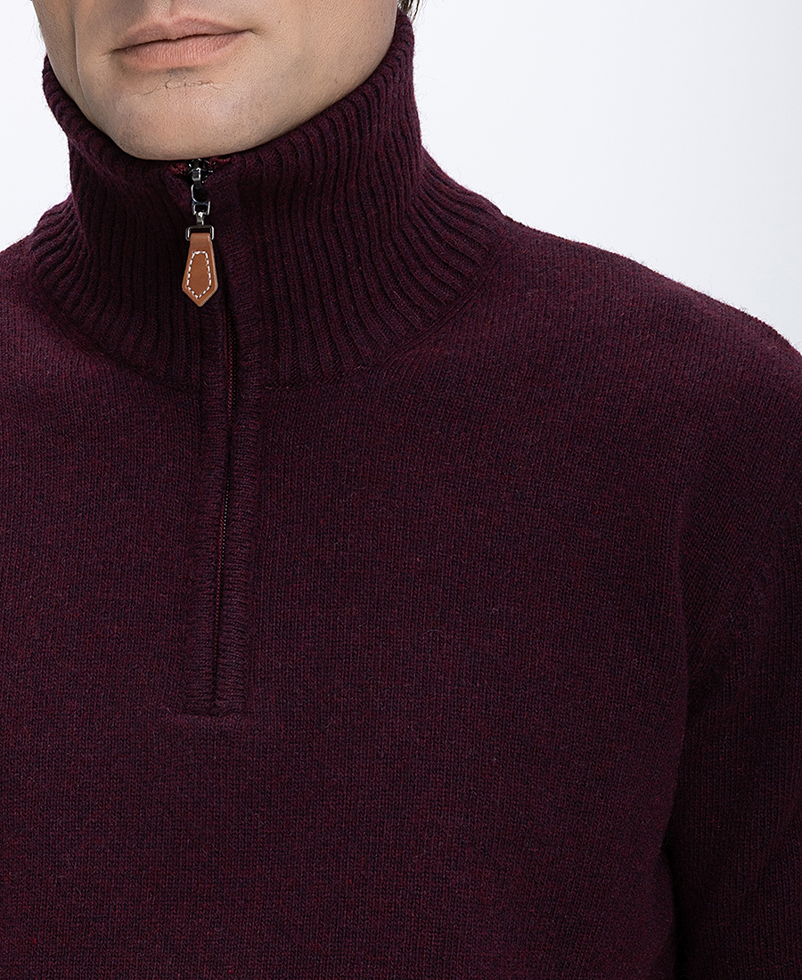 Ανδρικό Πλεκτό Regular Fit Με Μισό Φερμουάρ Και Ψηλό Γιακά φωτογραφία