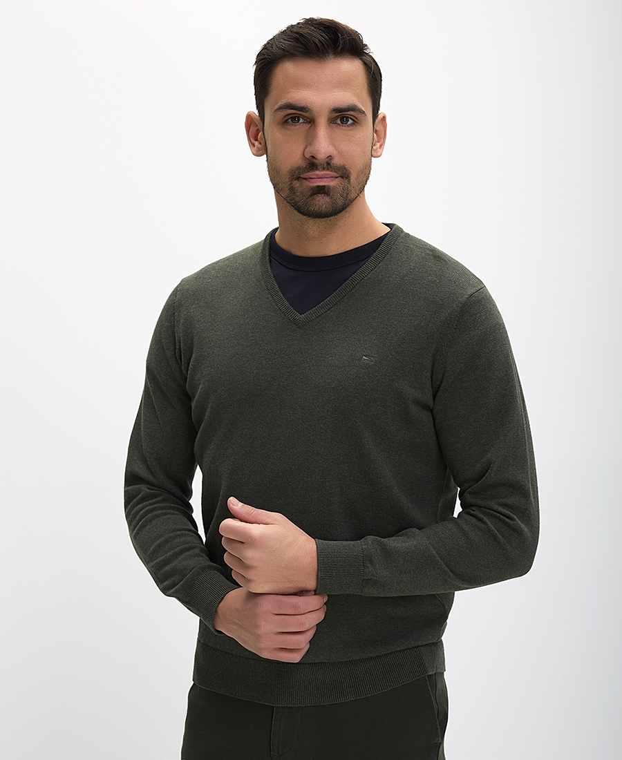 Ανδρικό Πουλόβερ Regular Fit Με V Λαιμόκοψη