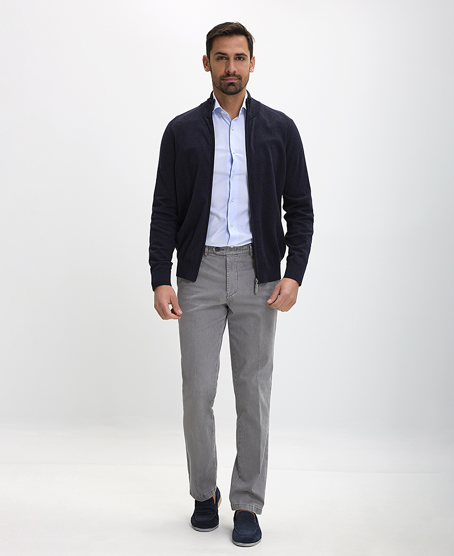 Ανδρική Ζακέτα Regular Fit Βαμβακερή με Φερμουάρ φωτογραφία