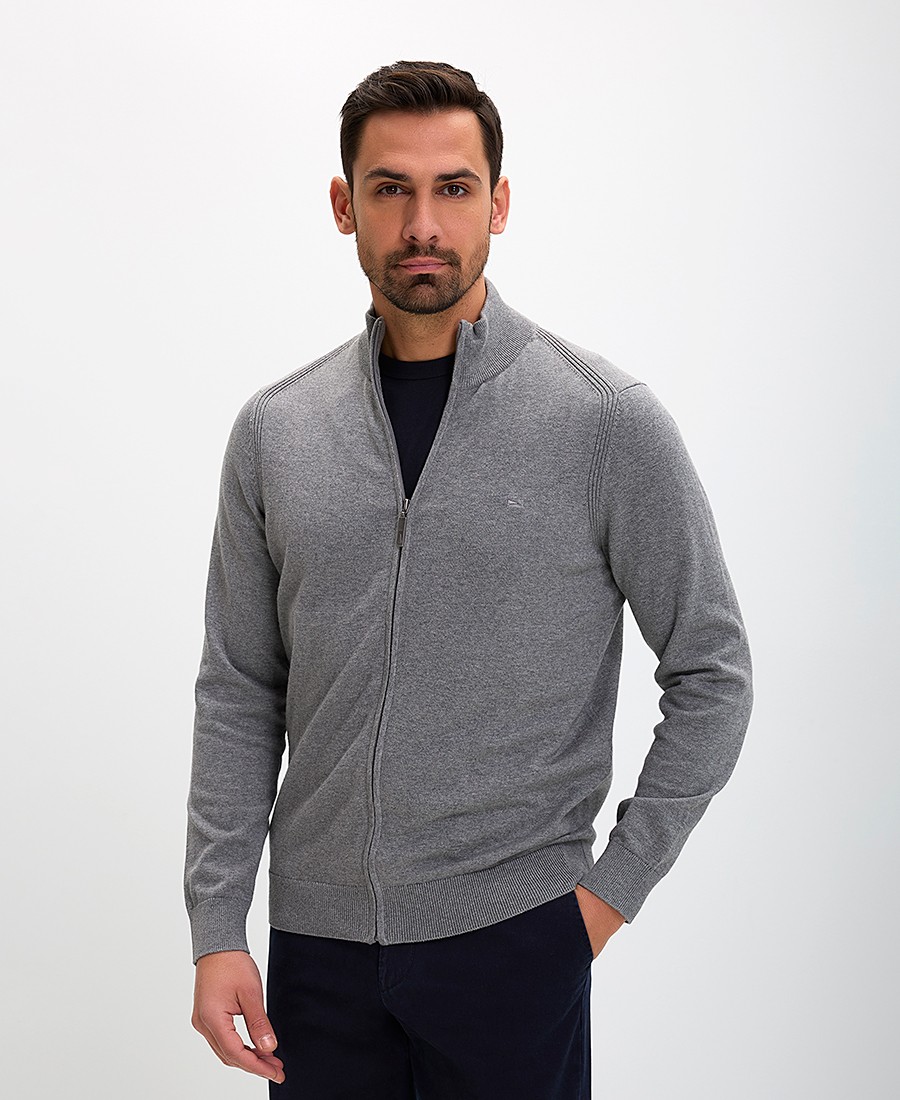 Commander Ανδρική Ζακέτα Regular Fit Βαμβακερή με Φερμουάρ