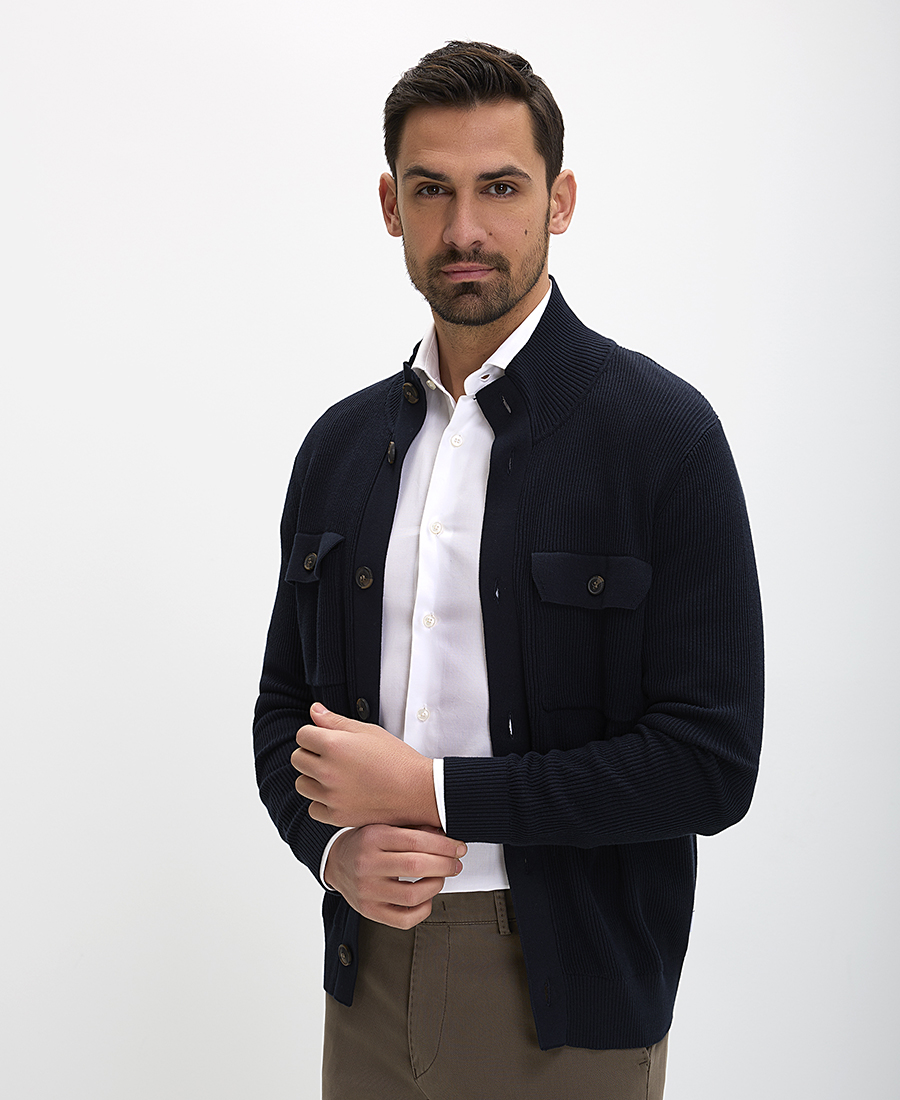 Basefield Ανδρική Ζακέτα Βαμβακερή Classic Fit Με Τσέπες Και Κουμπιά