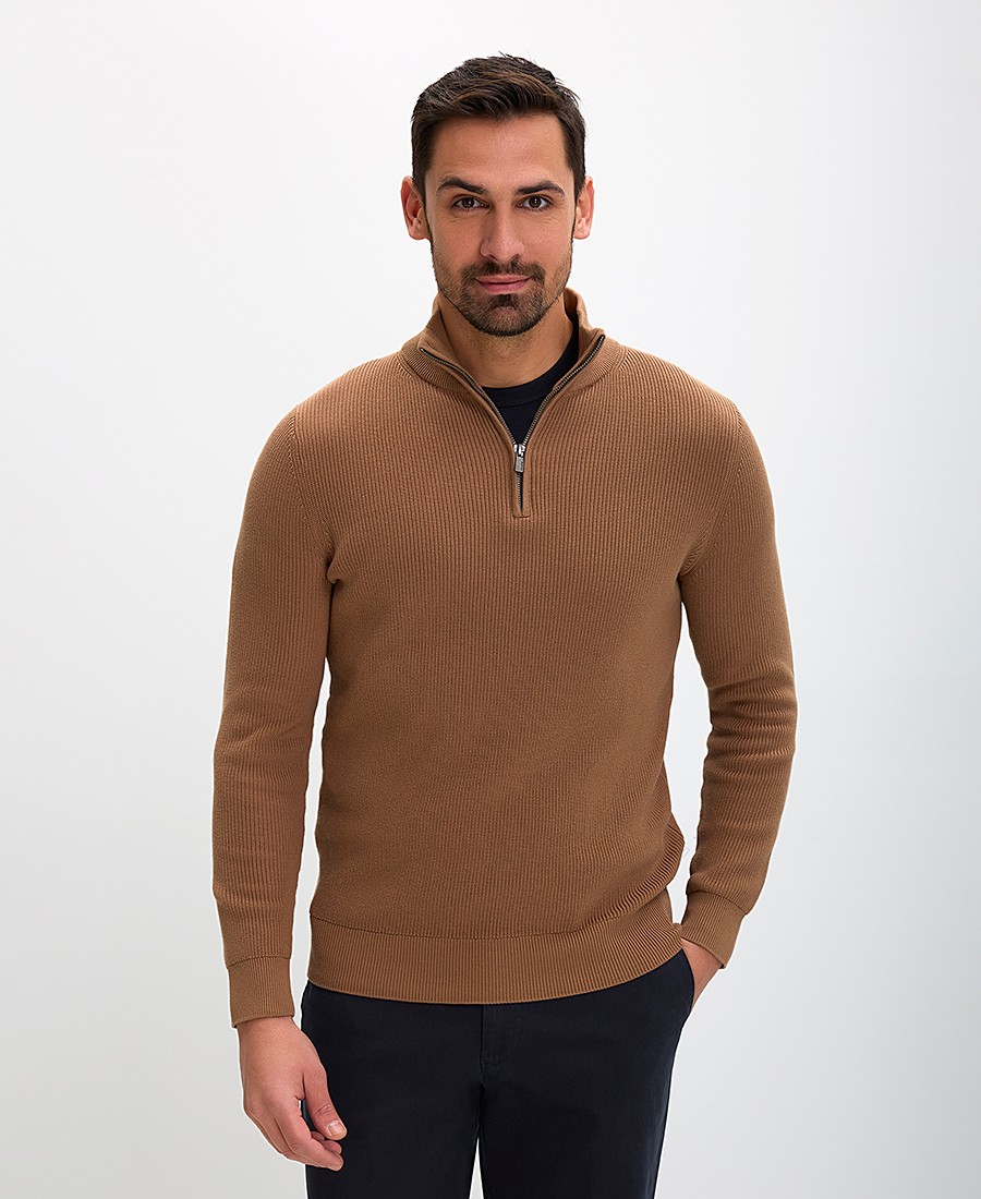 Ανδρικό Πουλόβερ Βαμβακερό Classic Fit Με Φερμουάρ