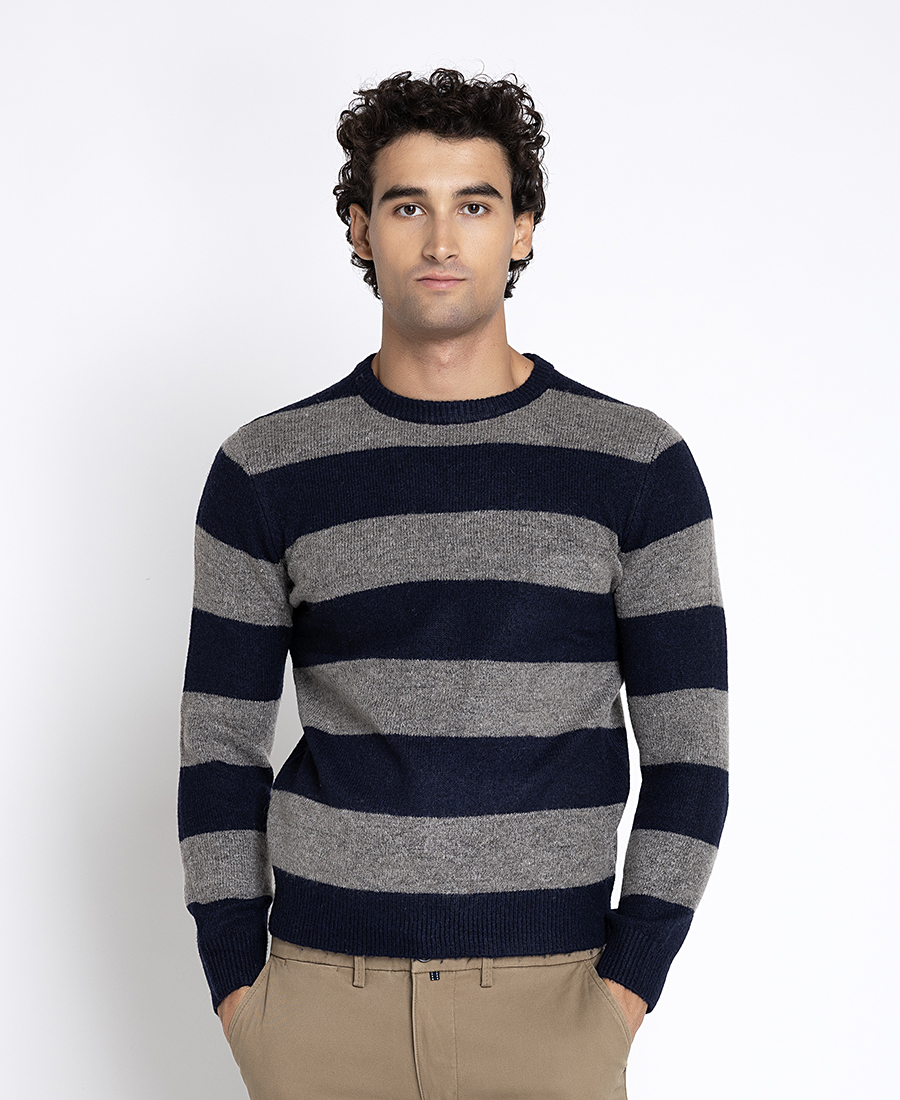 Varda Ανδρικό Ριγέ Μάλλινο Πλεκτό Regular Fit Για Smart Casual Εμφανίσεις