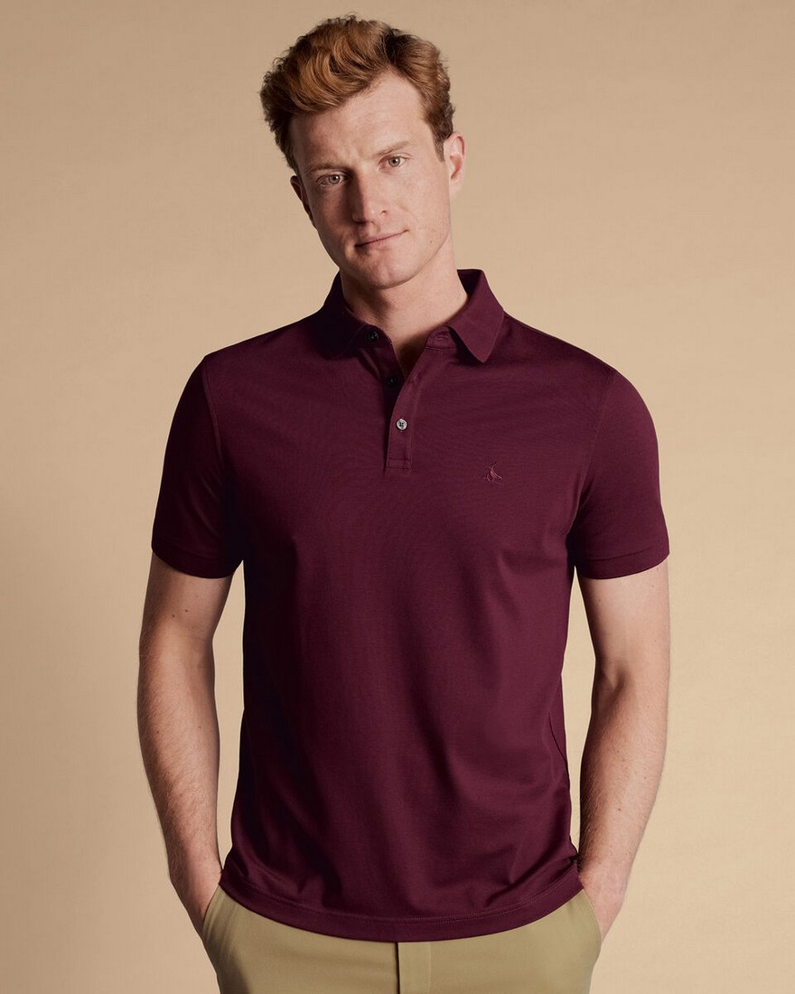 Charles Tyrwhitt Charles Tyrwhitt Ανδρική Μπλούζα Polo Pique σε Μπορντό