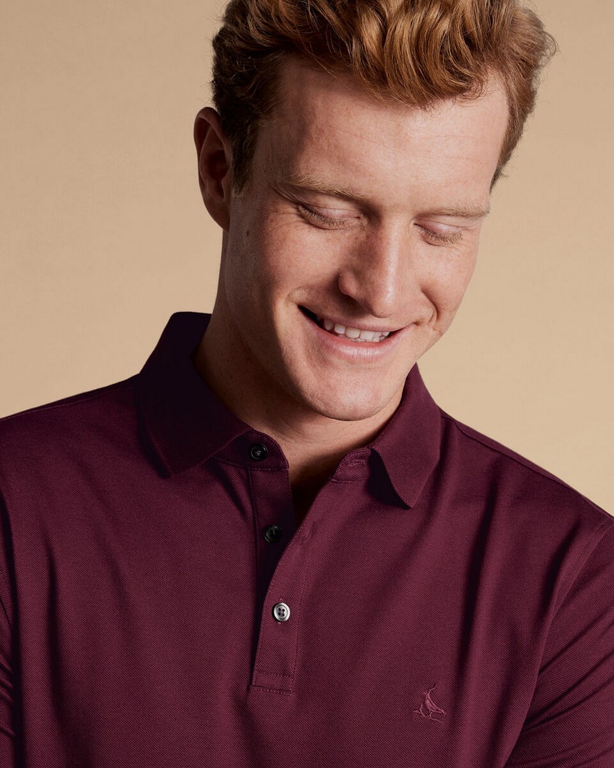 Charles Tyrwhitt Ανδρική Μπλούζα Polo Pique σε Μπορντό φωτογραφία