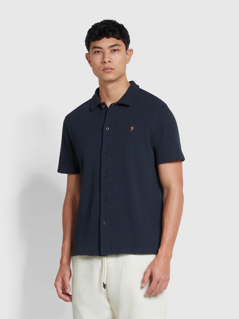Farah Farah Πουκάμισο Waffle Polo σε Μπλε Σκούρο