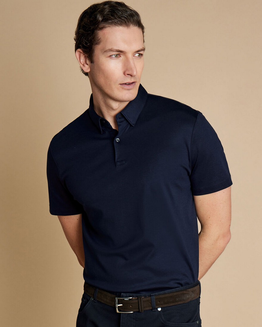 Charles Tyrwhitt Charles Tyrwhitt Ανδρική Μπλούζα Polo Jersey σε Μπλε Σκούρο