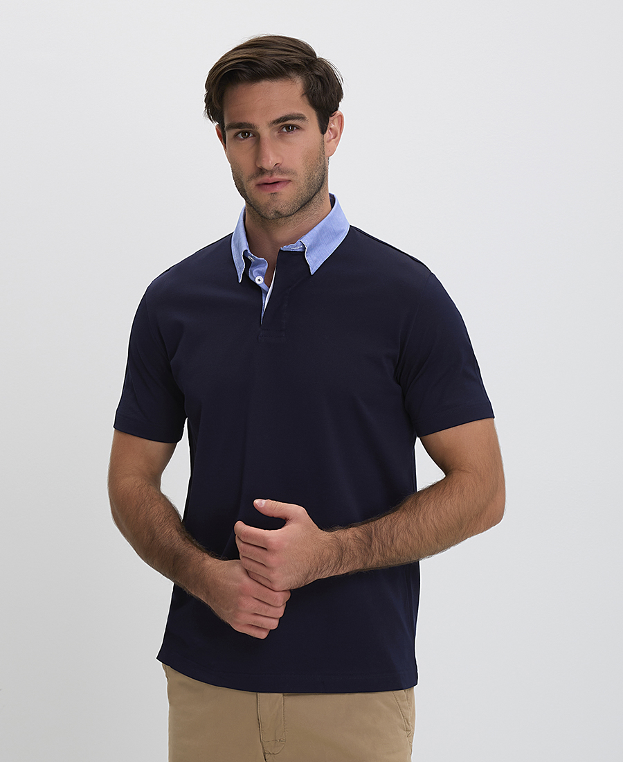 Κοντομάνικη Μπλούζα Πόλο με Αντίθεση στον Γιακά