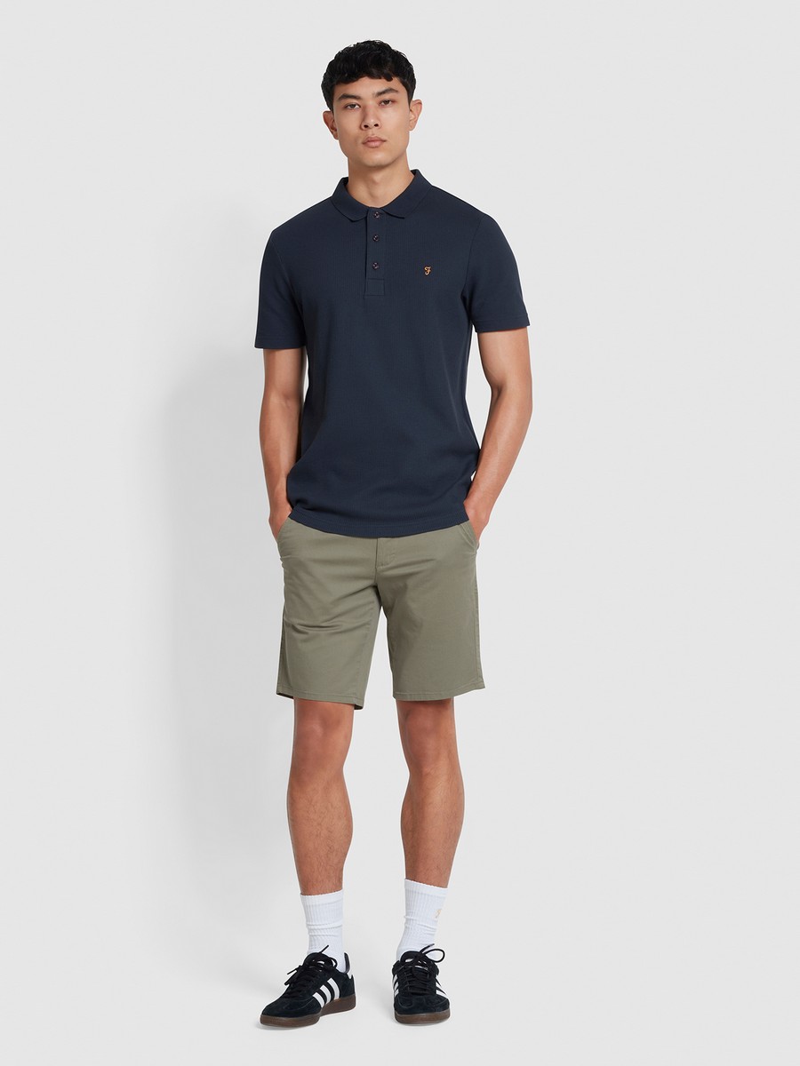 Farah Ανδρικό Polo Μπλουζάκι Κοντομάνικο Slim Fit με Υφή Waffle σε Σκούρο Μπλέ φωτογραφία