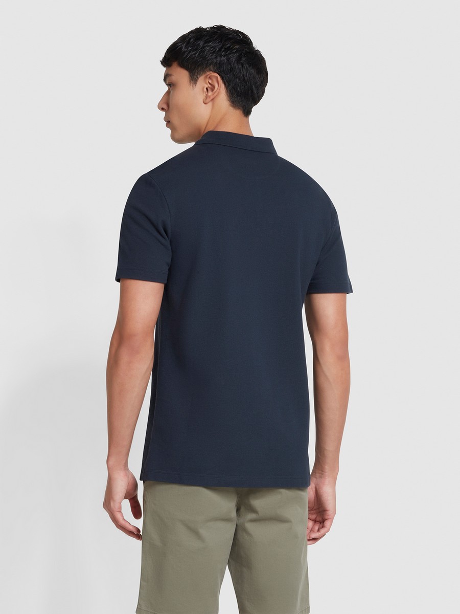 Farah Ανδρικό Polo Μπλουζάκι Κοντομάνικο Slim Fit με Υφή Waffle σε Σκούρο Μπλέ φωτογραφία