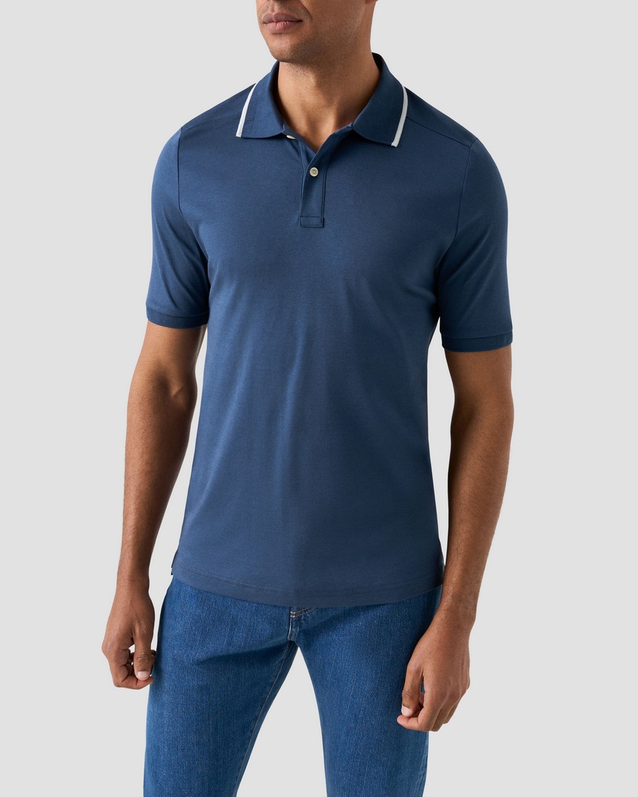 Eton Eton Ανδρικό Polo Regular Fit Βαμβακερό με Διακριτικές Ρίγες στον Γιακά