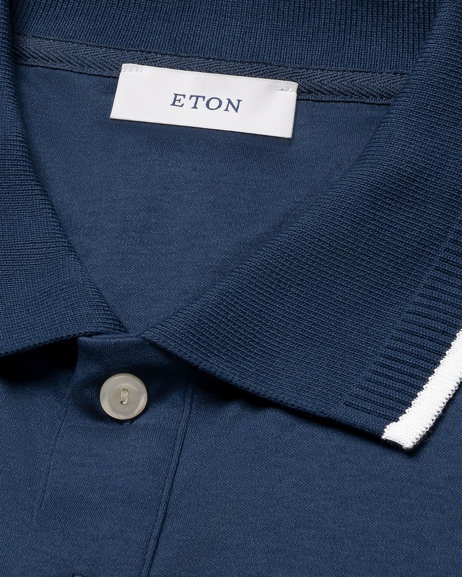 Eton Ανδρικό Polo Regular Fit Βαμβακερό με Διακριτικές Ρίγες στον Γιακά φωτογραφία