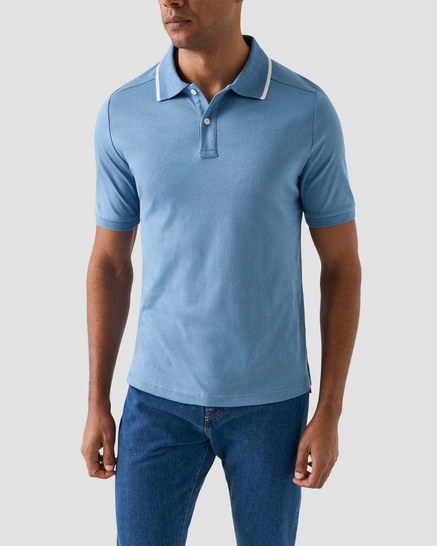 Eton Eton Ανδρικό Polo Regular Fit Βαμβακερό με Διακριτικές Ρίγες στον Γιακά