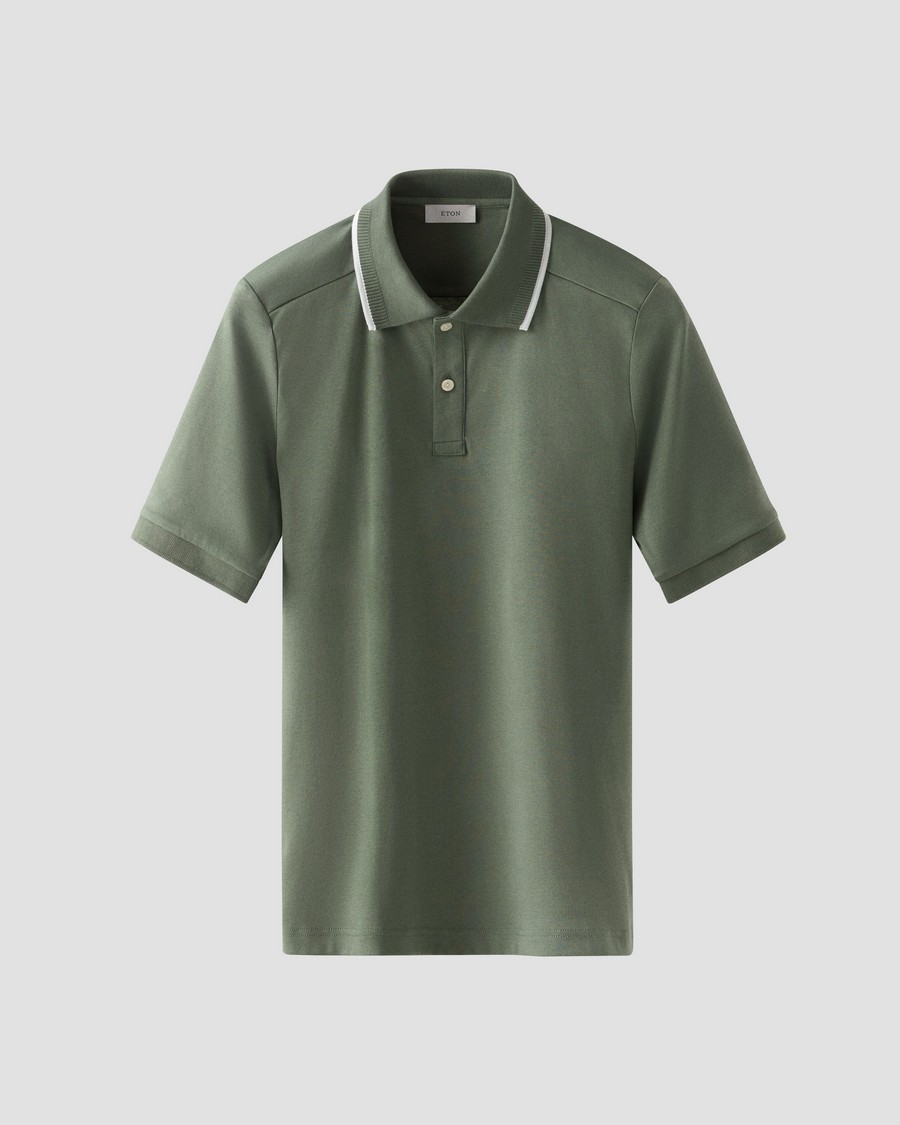 Eton Eton Ανδρικό Polo Regular Fit Βαμβακερό με Διακριτικές Ρίγες στον Γιακά