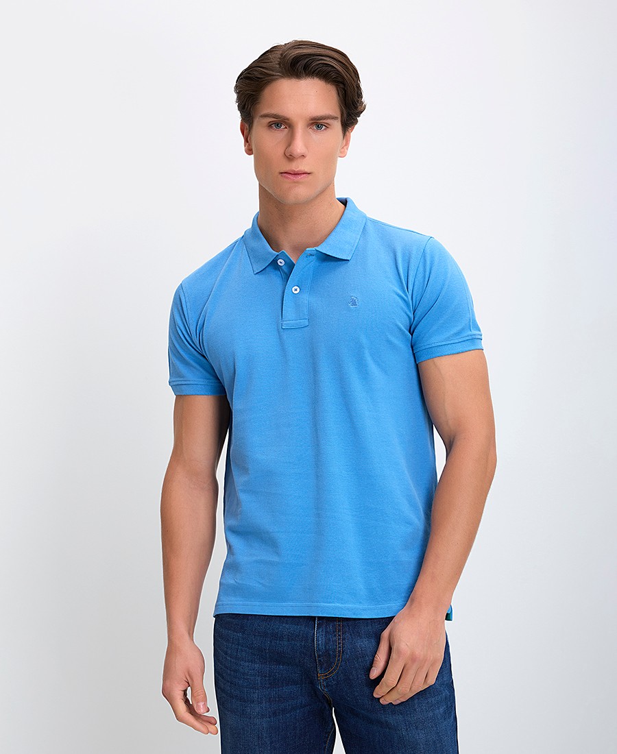 Ανδρική Μπλούζα Polo Βαμβακερή με Κεντημένο Λογότυπο Regular Fit