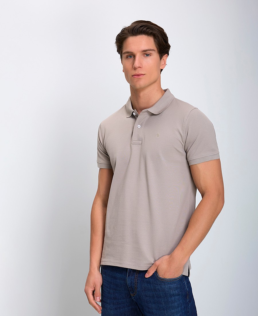 Ανδρική Μπλούζα Polo Βαμβακερή με Κεντημένο Λογότυπο Regular Fit