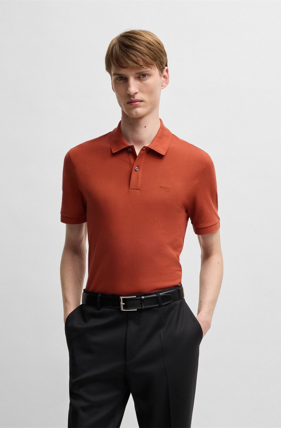 Boss Ανδρικό Polo Pallas Regular Fit Από Πικέ Βαμβάκι Με Λογότυπο