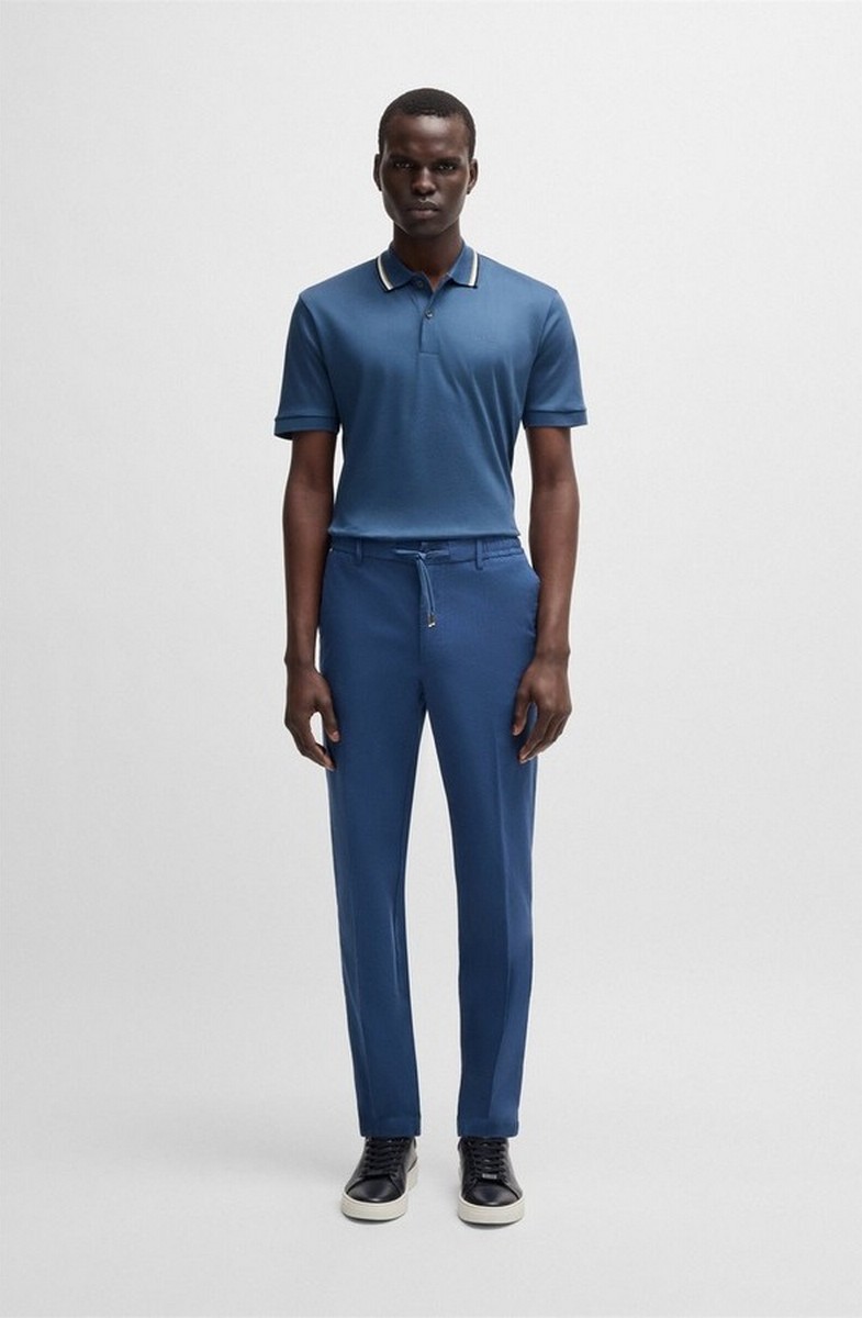 Boss Ανδρικό Polo Penrose 38 Slim Fit Από Βαμβάκι Με Ριγέ Γιακά φωτογραφία