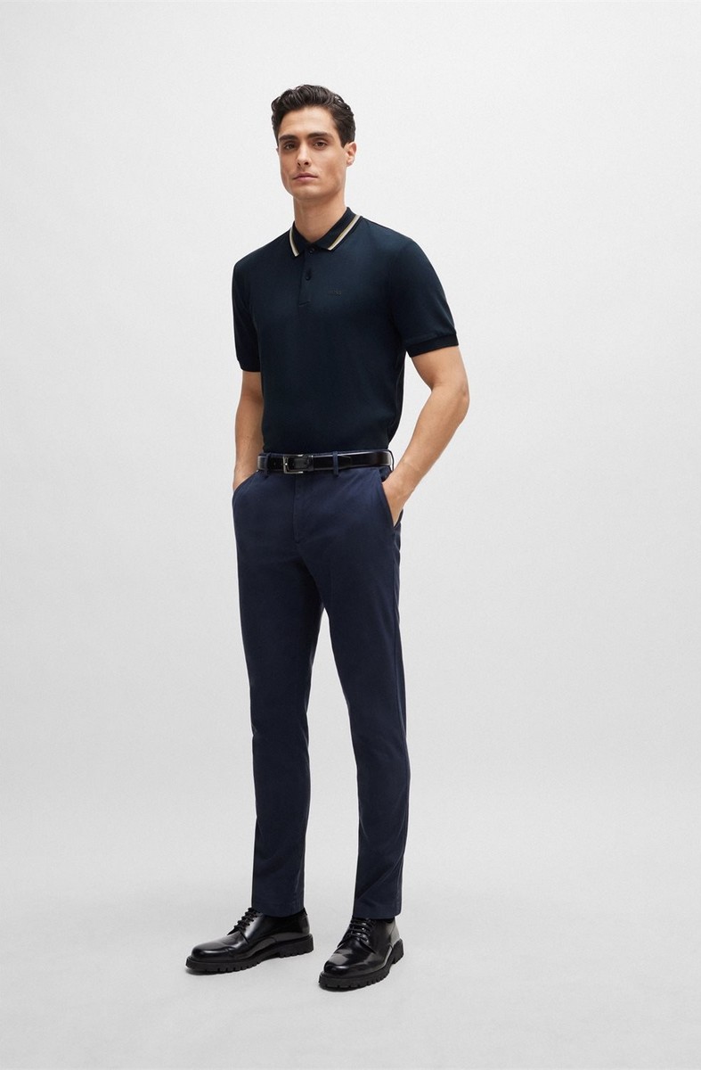 Boss Ανδρικό Polo Penrose 38 Slim Fit Από Βαμβάκι Με Ριγέ Γιακά φωτογραφία