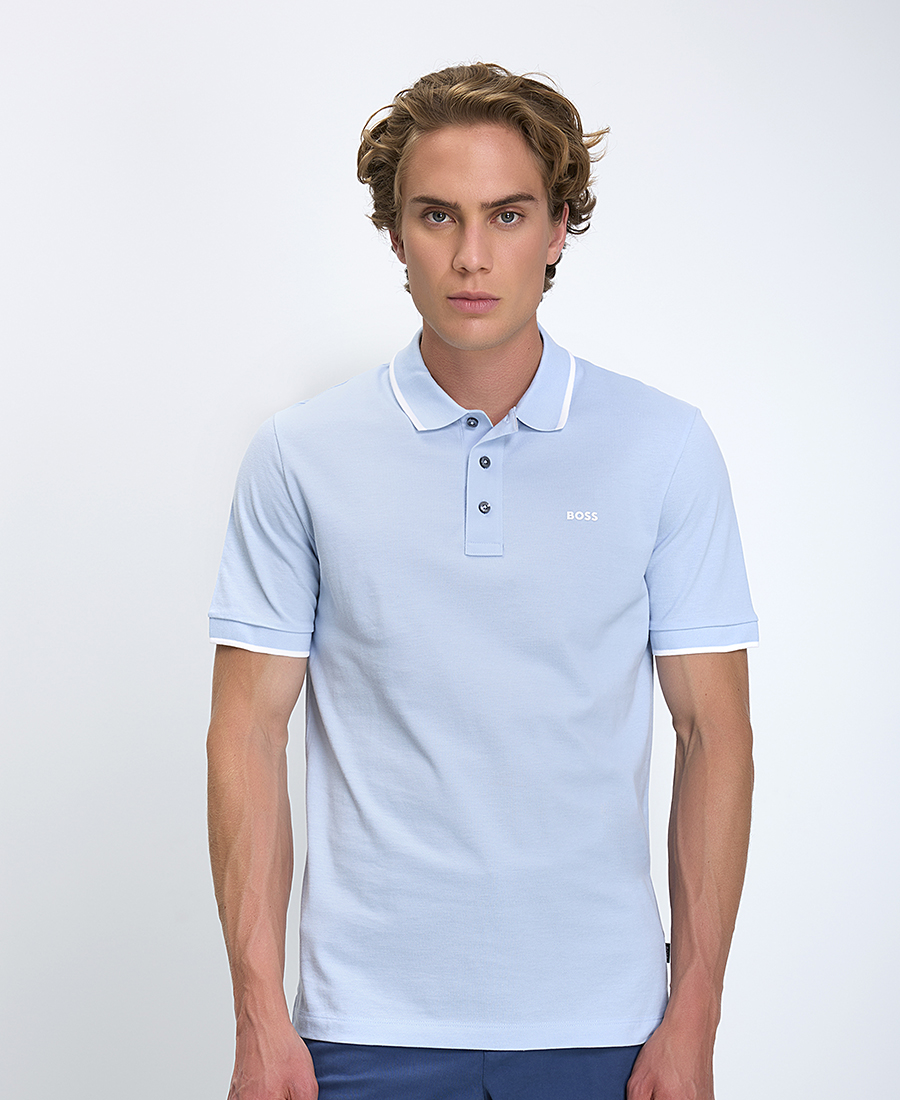Boss Boss Ανδρικό Polo Regular Fit Βαμβακερό Με Τελείωμα Ριπ