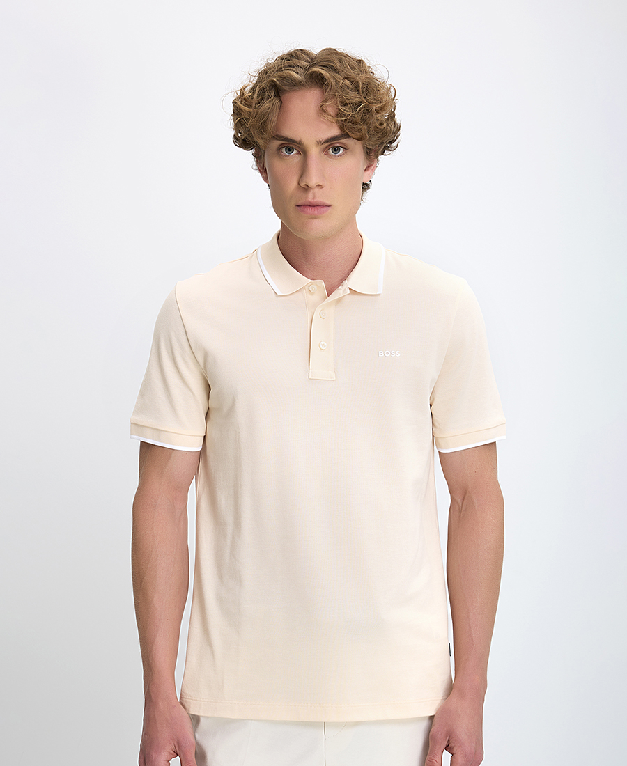Boss Boss Ανδρικό Polo Regular Fit Βαμβακερό Με Τελείωμα Ριπ