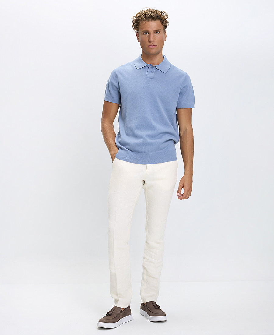 Ανδρική Πλεκτή Polo Μπλούζα Regular Fit Βαμβακερή Κοντομάνικη φωτογραφία