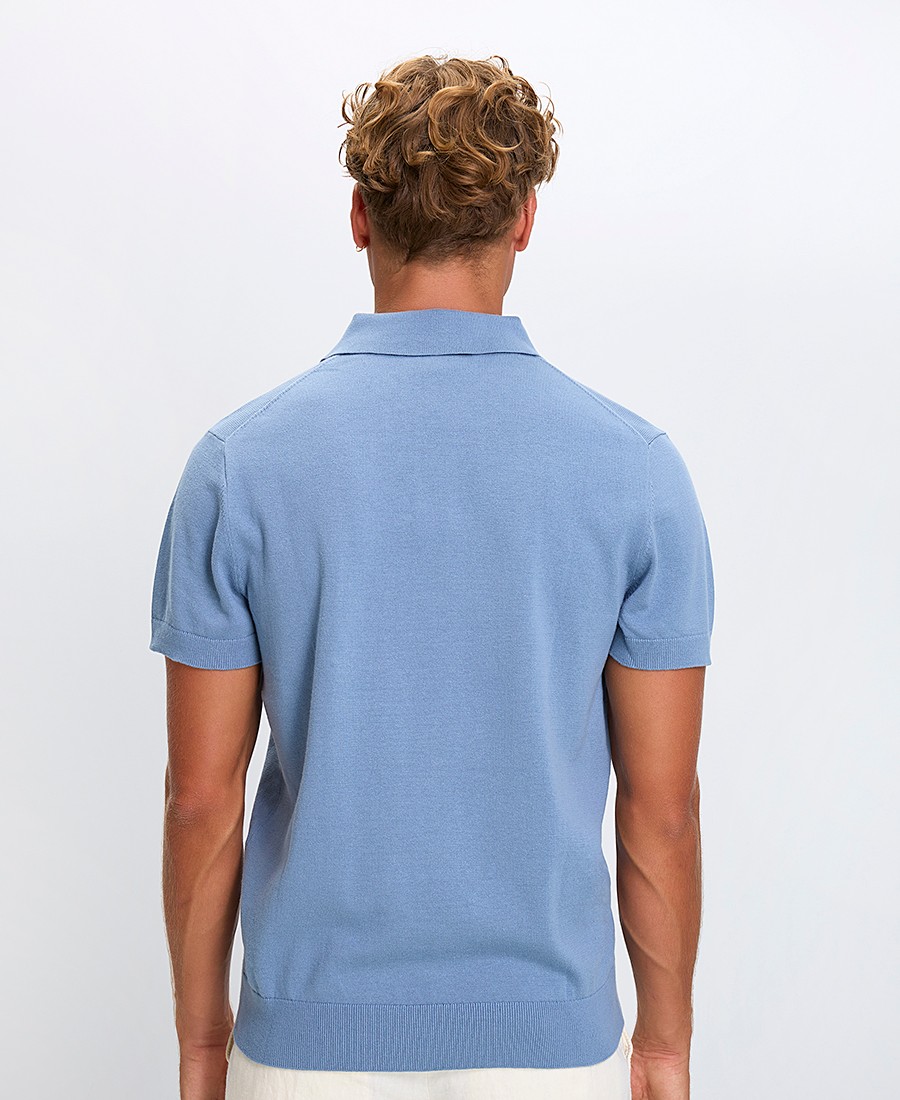 Ανδρική Πλεκτή Polo Μπλούζα Regular Fit Βαμβακερή Κοντομάνικη φωτογραφία