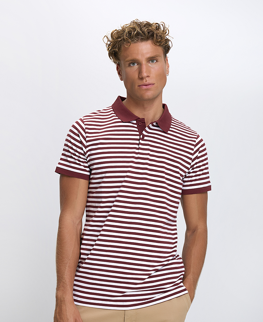 Commander Ανδρική Polo Μπλούζα Regular Fit Ριγέ Κοντομάνικη
