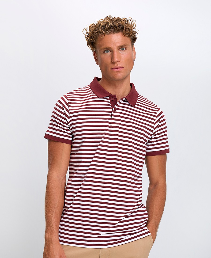 Commander Ανδρική Polo Μπλούζα Regular Fit Ριγέ Κοντομάνικη