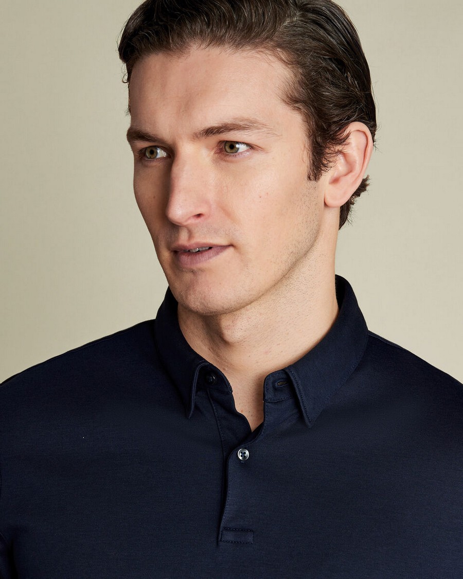 Charles Tyrwhitt Ανδρικό Polo Βαμβακερό Jersey Regular Fit σε Σκούρο Μπλε φωτογραφία