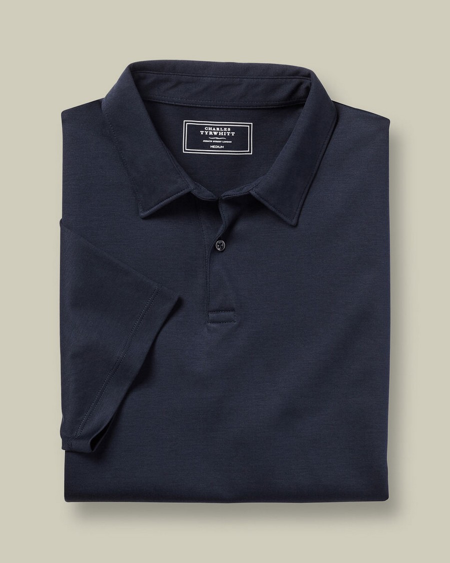 Charles Tyrwhitt Ανδρικό Polo Βαμβακερό Jersey Regular Fit σε Σκούρο Μπλε φωτογραφία