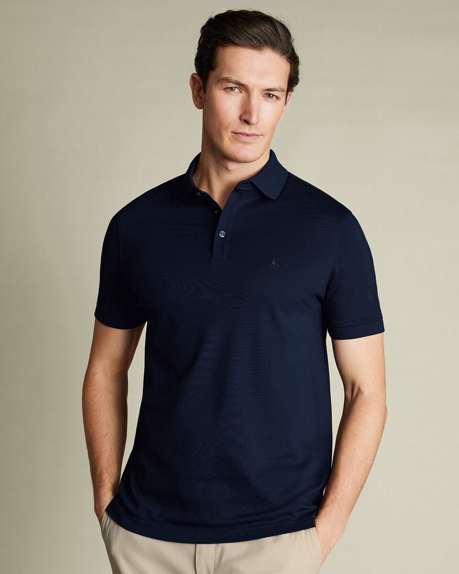 Charles Tyrwhitt Charles Tyrwhitt Ανδρικό Polo με Stretch Πικ Regular Fit σε Σκούρο Μπλε