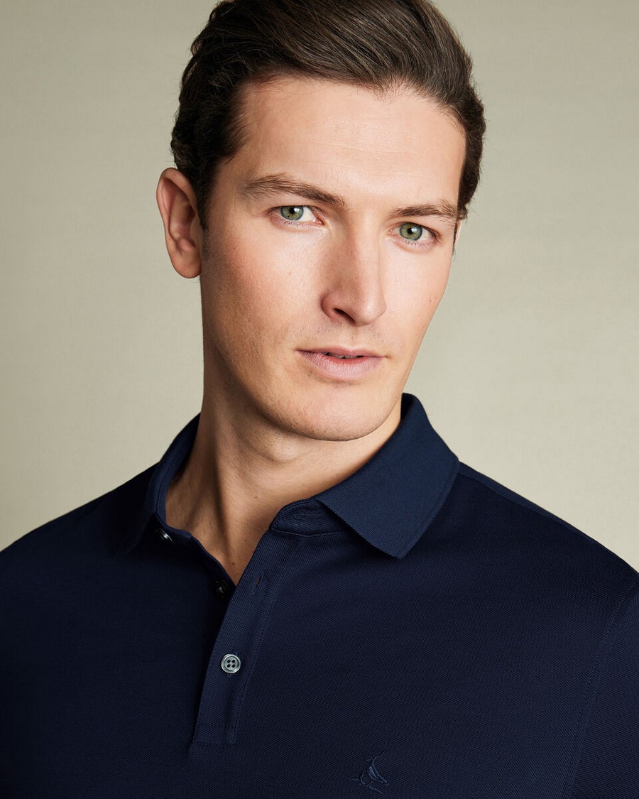 Charles Tyrwhitt Ανδρικό Polo με Stretch Πικ Regular Fit σε Σκούρο Μπλε φωτογραφία