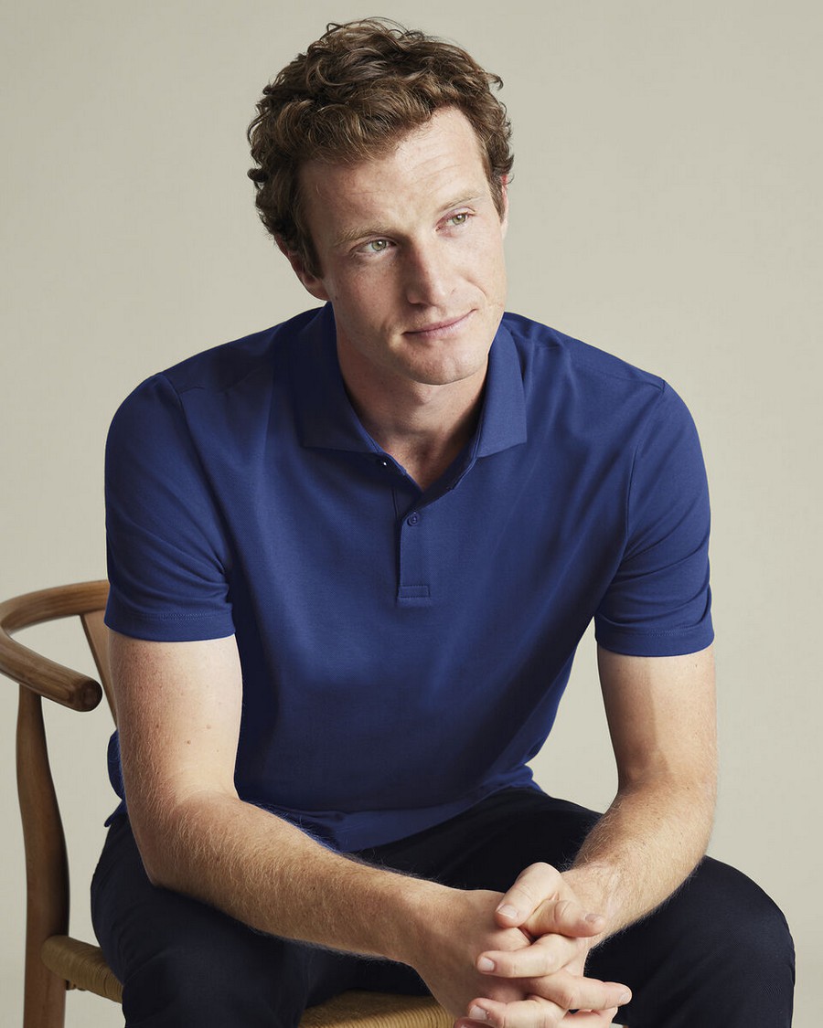 Charles Tyrwhitt Ανδρικό Polo με Stretch Πικέ Cutaway Collar Regular Fit