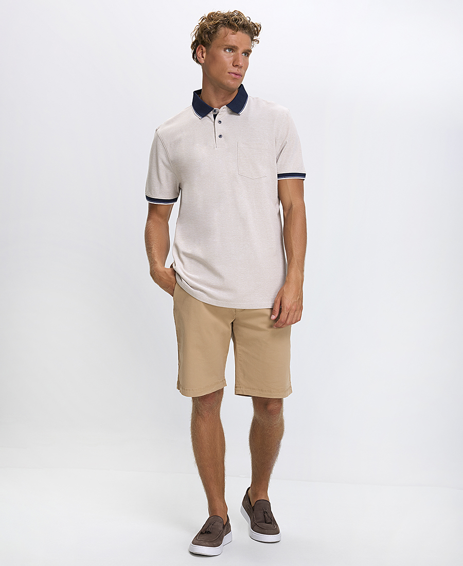 Ανδρική Polo Μπλούζα Regular Fit Βαμβακερή Με Ριπ Γιακά φωτογραφία