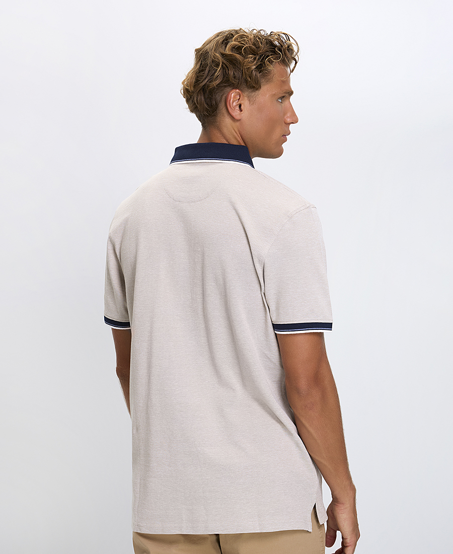 Ανδρική Polo Μπλούζα Regular Fit Βαμβακερή Με Ριπ Γιακά φωτογραφία