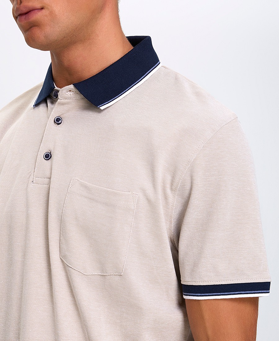 Ανδρική Polo Μπλούζα Regular Fit Βαμβακερή Με Ριπ Γιακά φωτογραφία