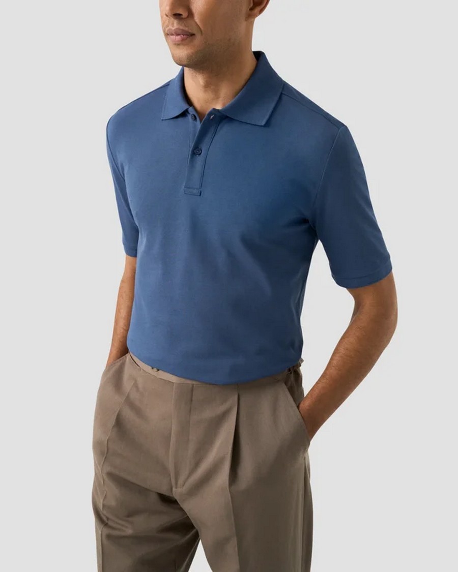 Eton Ανδρικό Polo Βαμβακερό Pima Με Knit Γιακά Και Pique Ύφανση Regular Fit