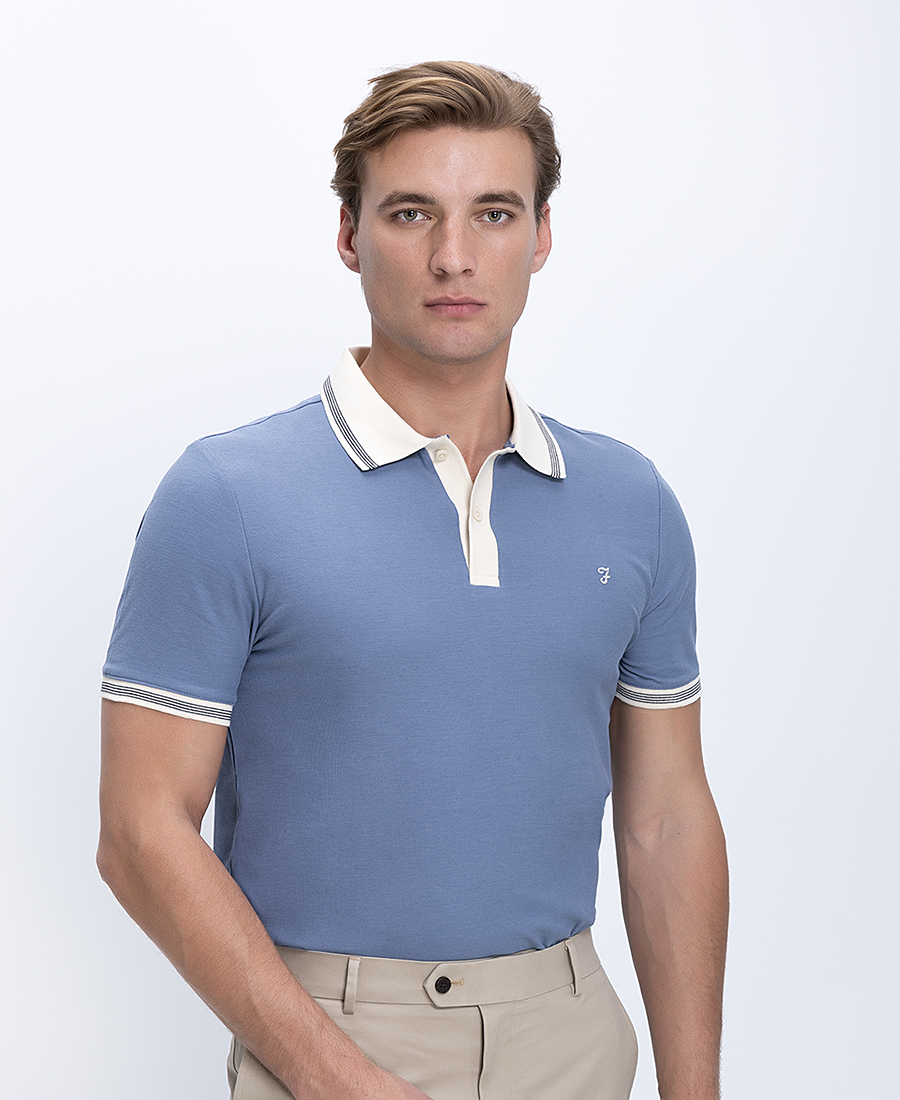 Farah Ανδρικό Βαμβακερό Polo Με Contrast Γιακά Regular Fit