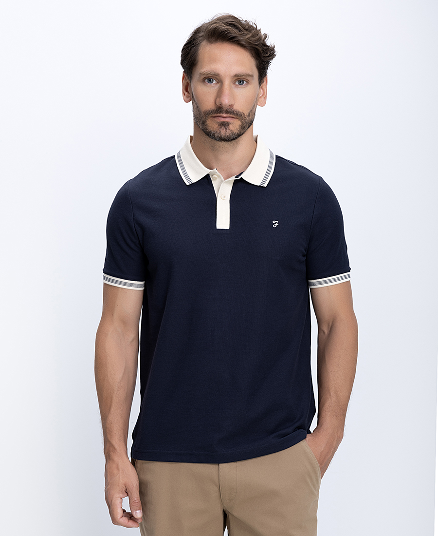Farah Ανδρικό Βαμβακερό Polo Με Contrast Γιακά Regular Fit