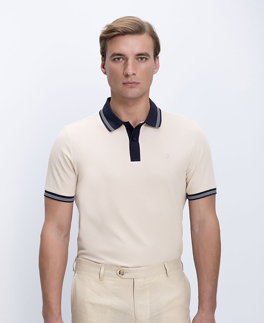 Farah Ανδρικό Βαμβακερό Polo Με Contrast Γιακά Regular Fit