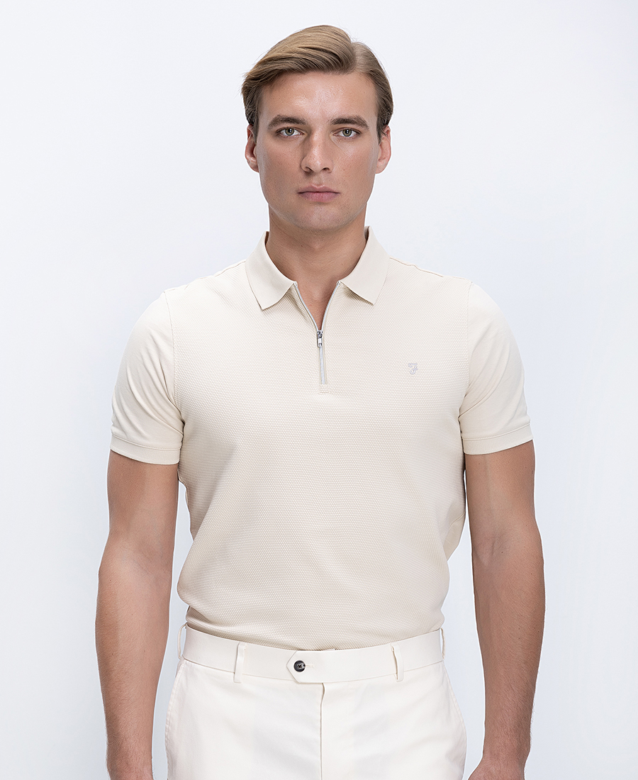 Farah Ανδρικό Polo Με Φερμουάρ Και Ανάγλυφη Υφή Regular Fit