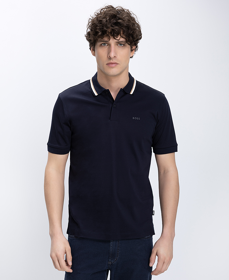Boss Ανδρική Μπλούζα Polo Βαμβακερή Με Contrast Λεπτομέρεια Στον Γιακά Regular Fit