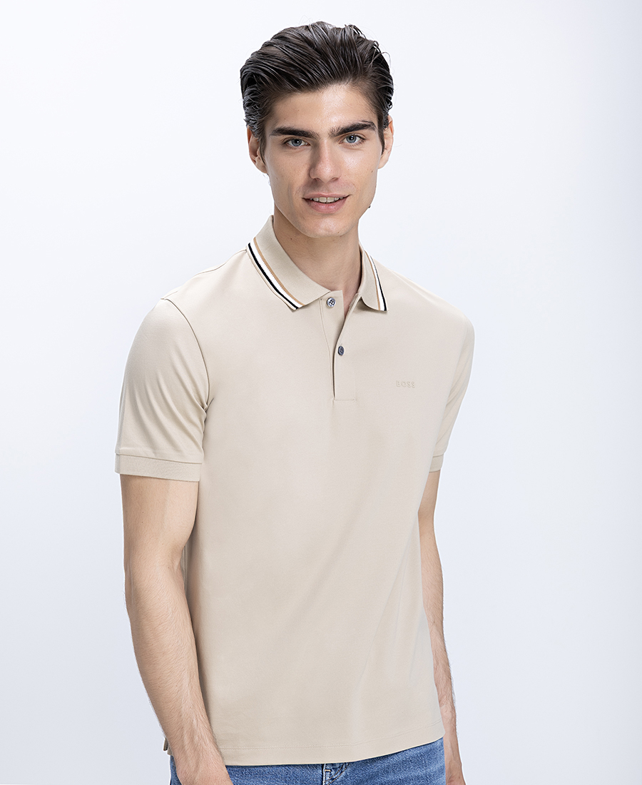 Boss Ανδρική Μπλούζα Polo Βαμβακερή Με Contrast Λεπτομέρεια Στον Γιακά Regular Fit