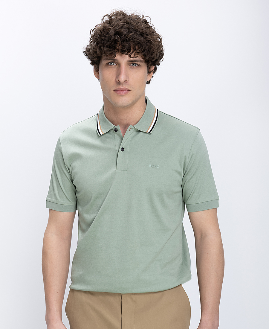 Boss Ανδρική Μπλούζα Polo Βαμβακερή Με Contrast Λεπτομέρεια Στον Γιακά Regular Fit